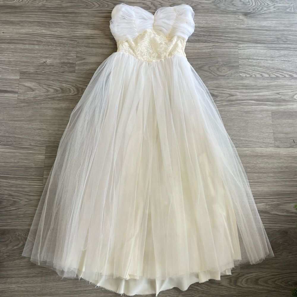 50s vintage Corrine satin and tulle wedding dress